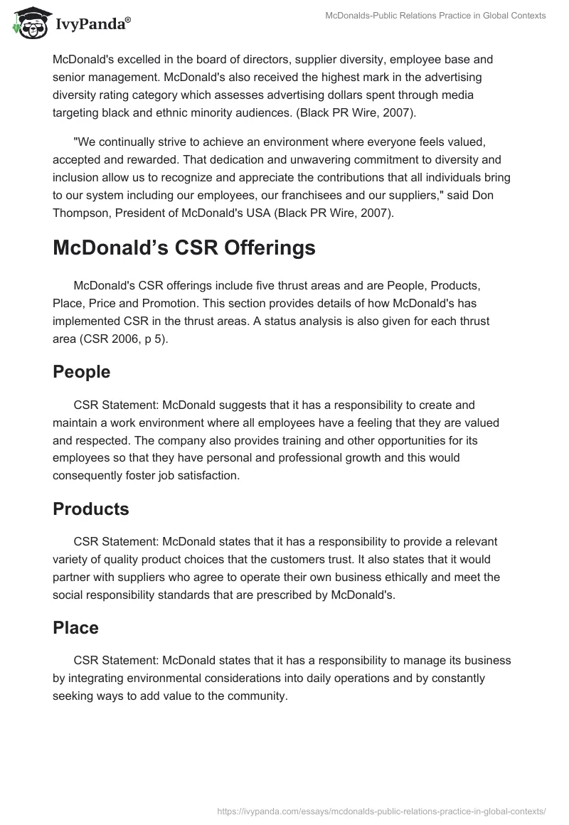 McDonalds-Public Relations Practice in Global Contexts. Page 3