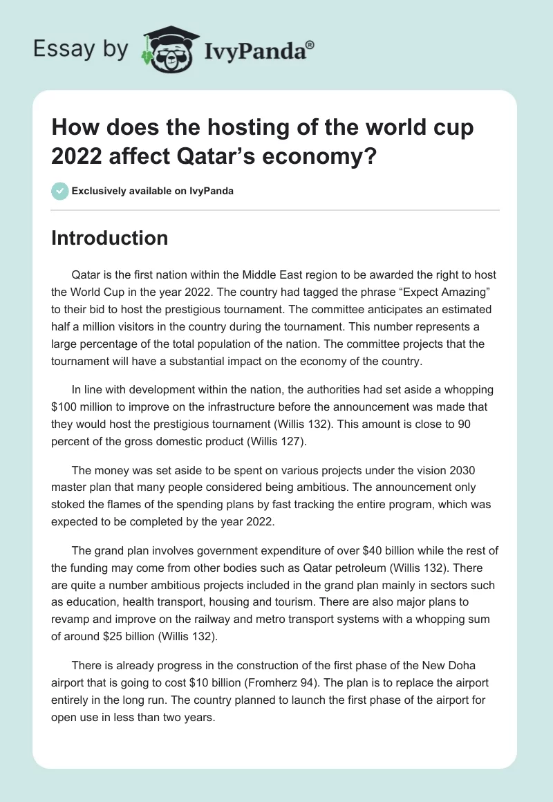 How does the hosting of the world cup 2022 affect Qatar’s economy?. Page 1