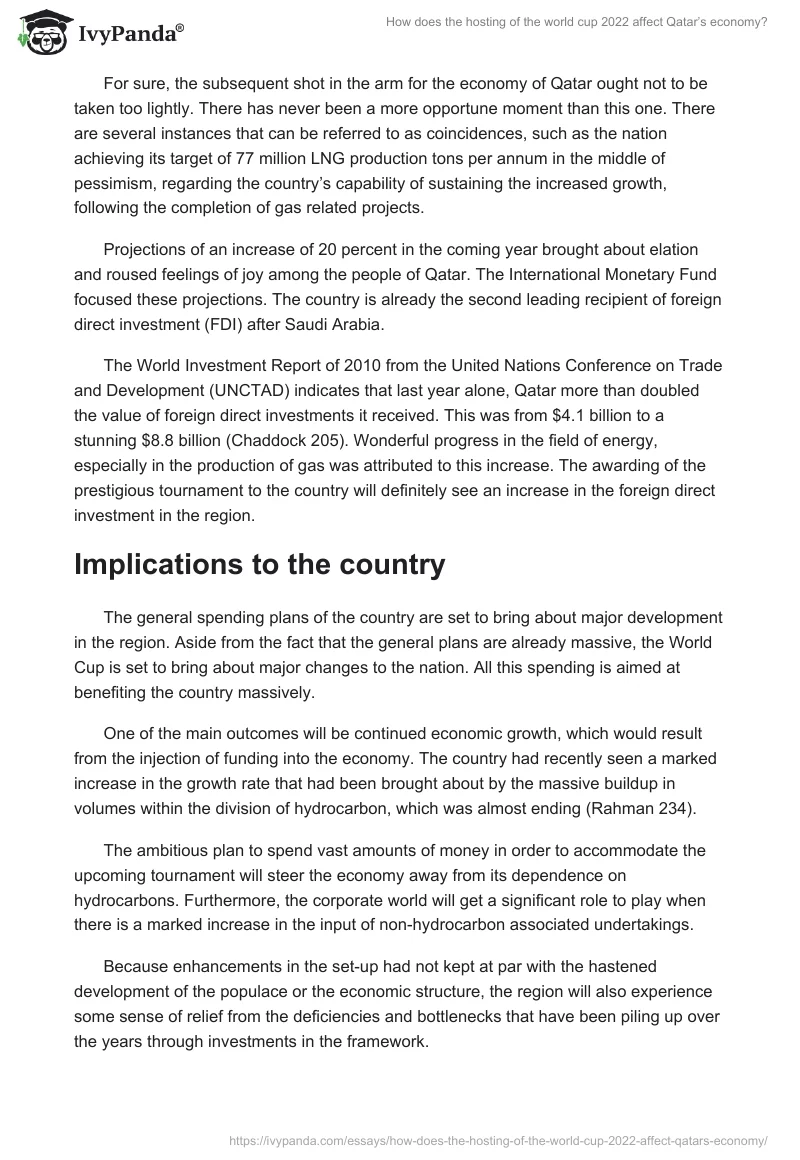 How does the hosting of the world cup 2022 affect Qatar’s economy?. Page 3