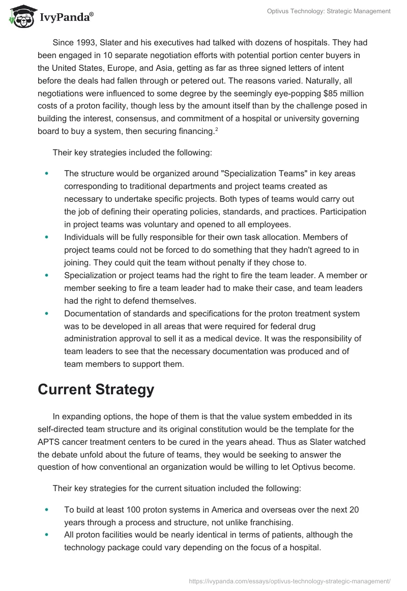 Optivus Technology: Strategic Management. Page 3