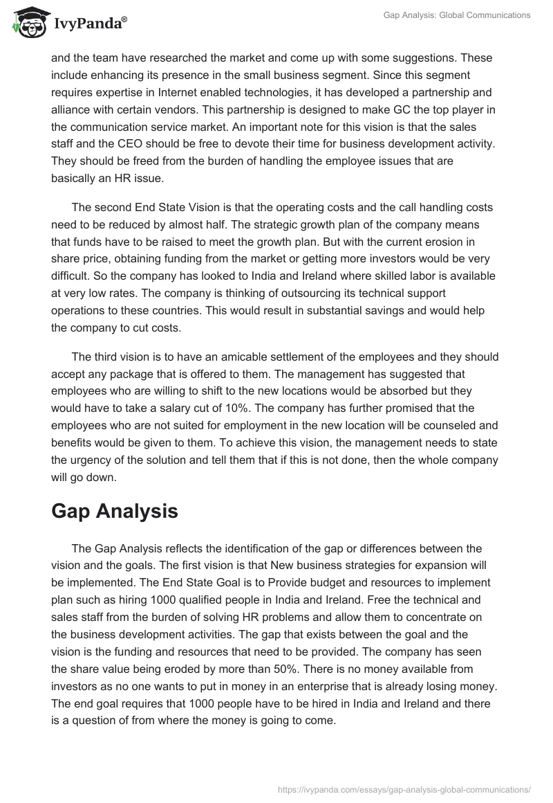 Gap Analysis: Global Communications. Page 4