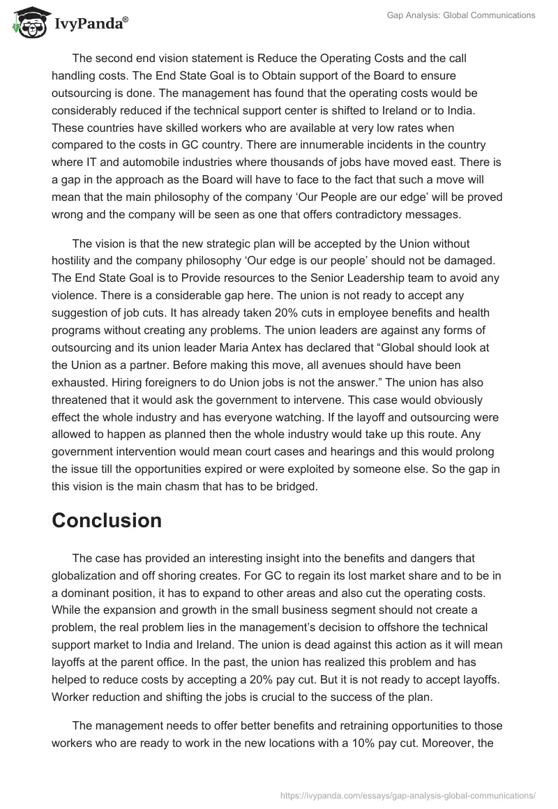 Gap Analysis: Global Communications. Page 5