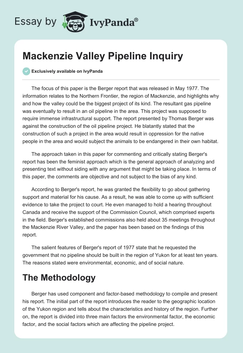 Mackenzie Valley Pipeline Inquiry. Page 1