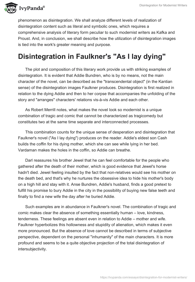 Disintegration for Modernist Writers. Page 2