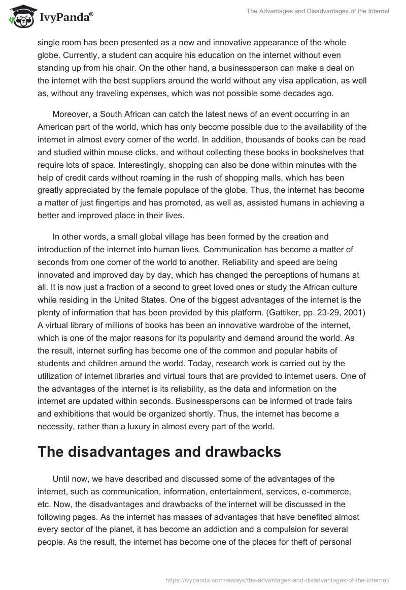 The Advantages and Disadvantages of the Internet. Page 2