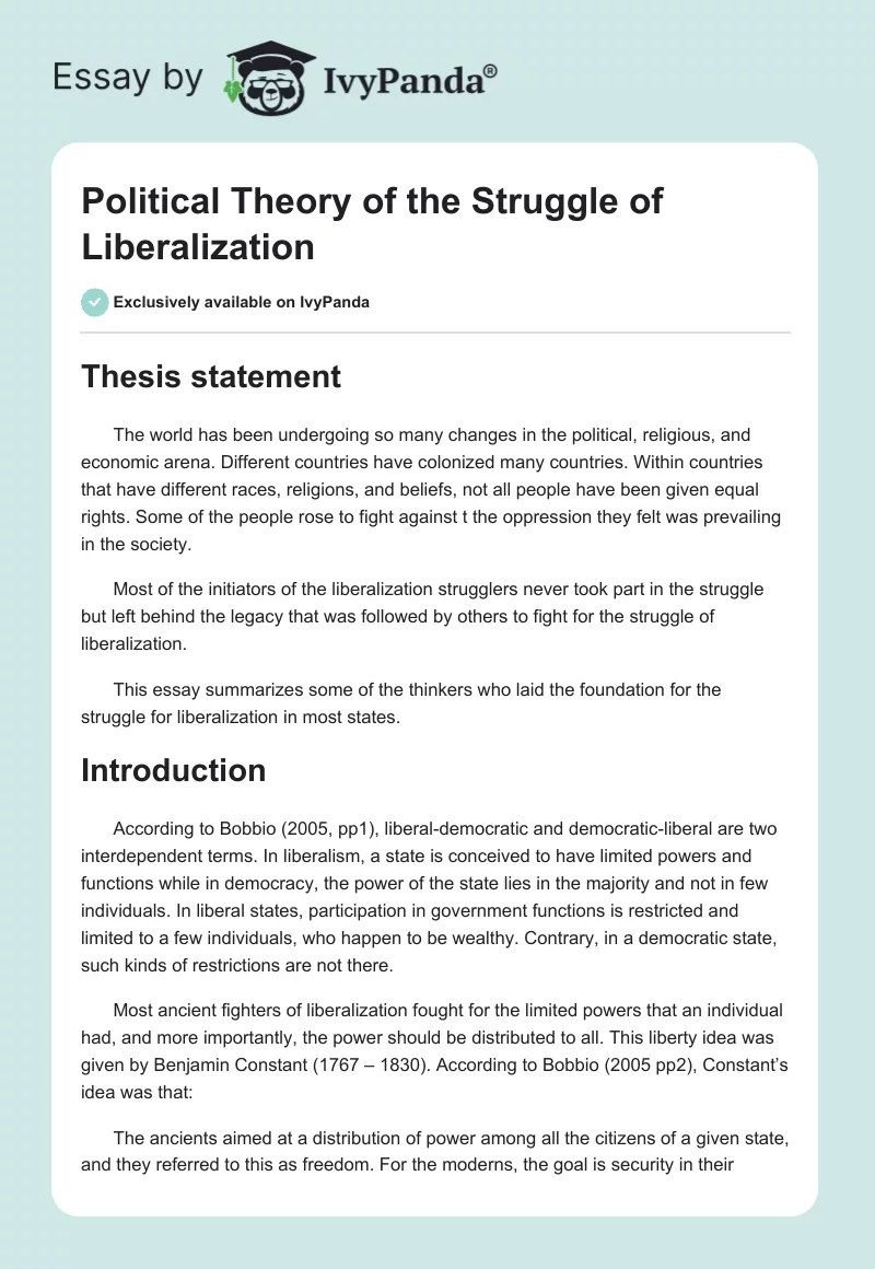 Political Theory of the Struggle of Liberalization. Page 1