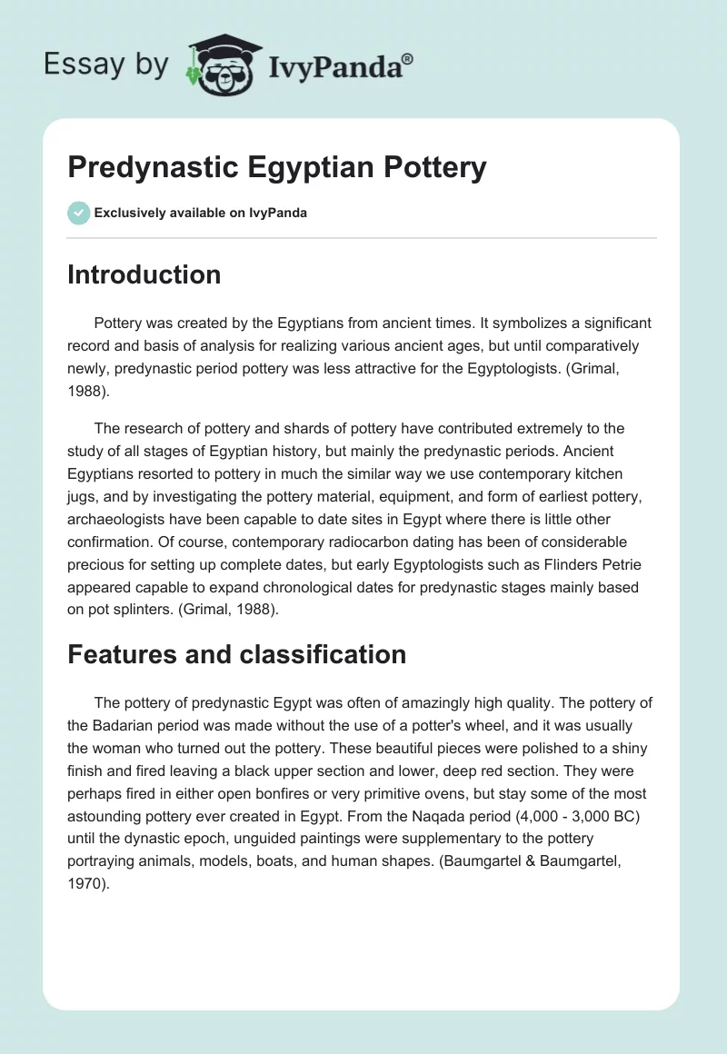 Predynastic Egyptian Pottery. Page 1