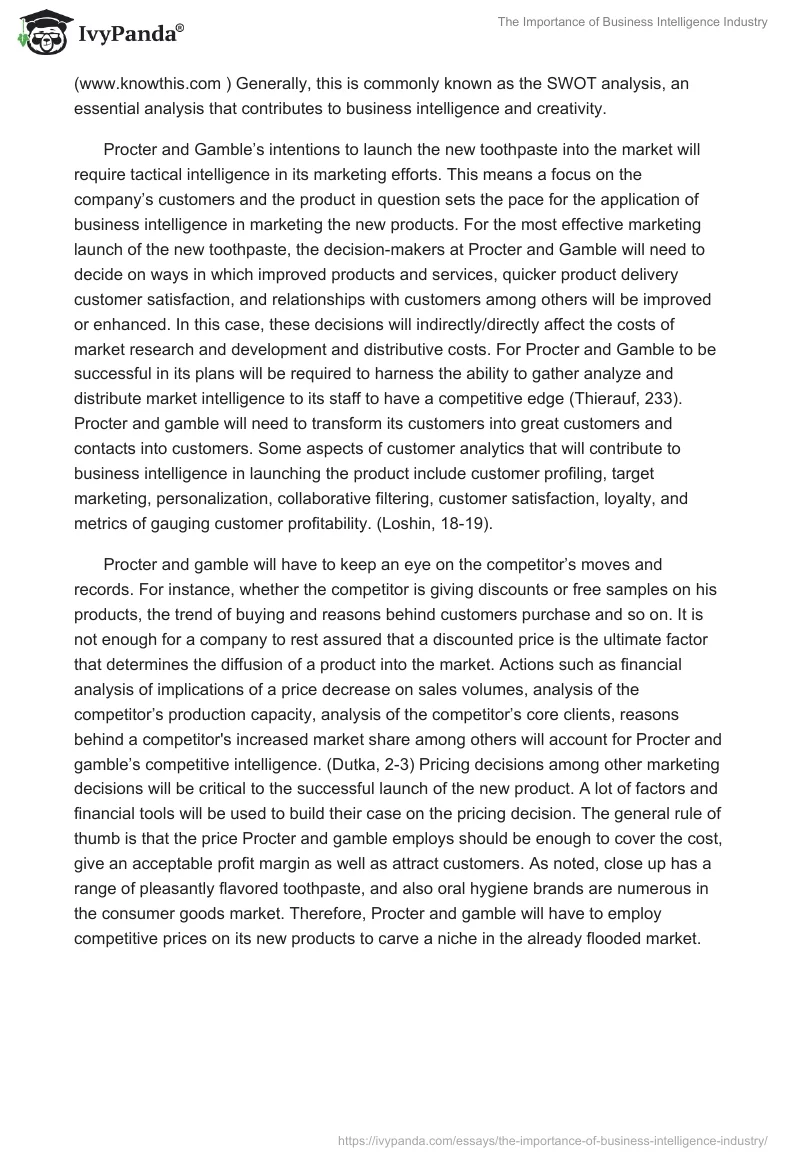 The Importance of Business Intelligence Industry. Page 4