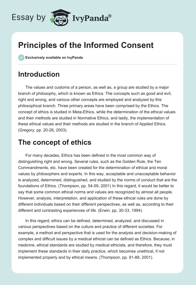 Principles of the Informed Consent. Page 1
