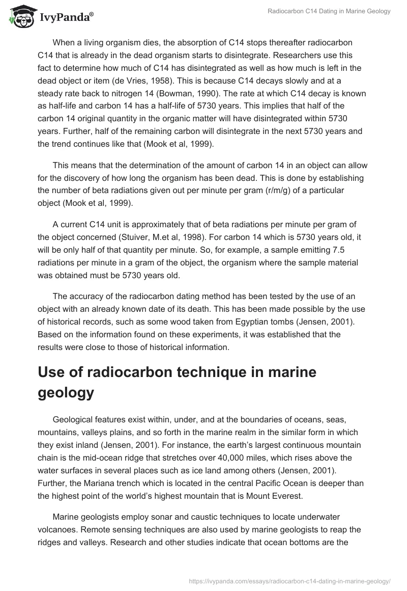 Radiocarbon C14 Dating in Marine Geology. Page 2