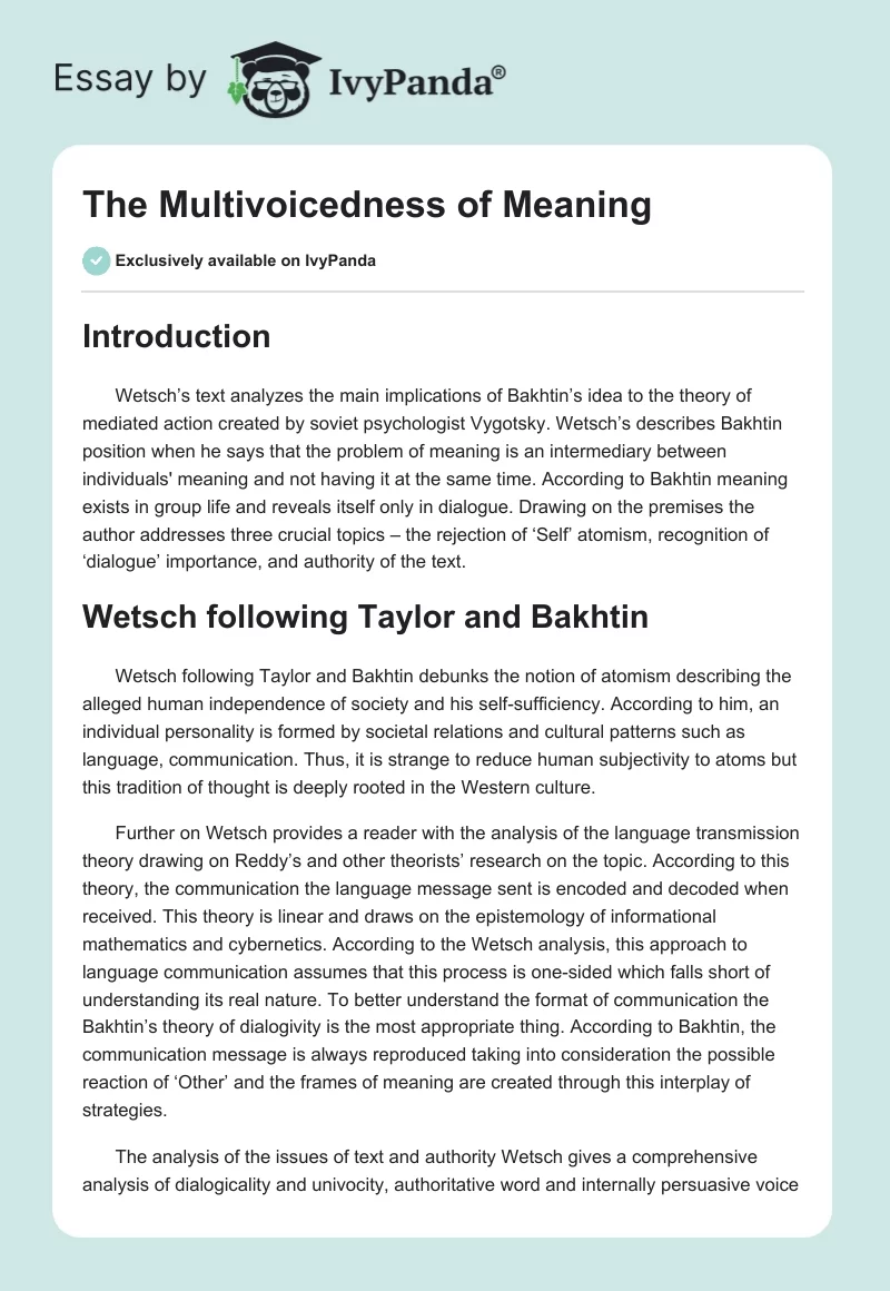 The Multivoicedness of Meaning. Page 1