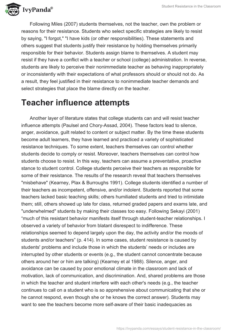 Student Resistance in the Classroom. Page 2