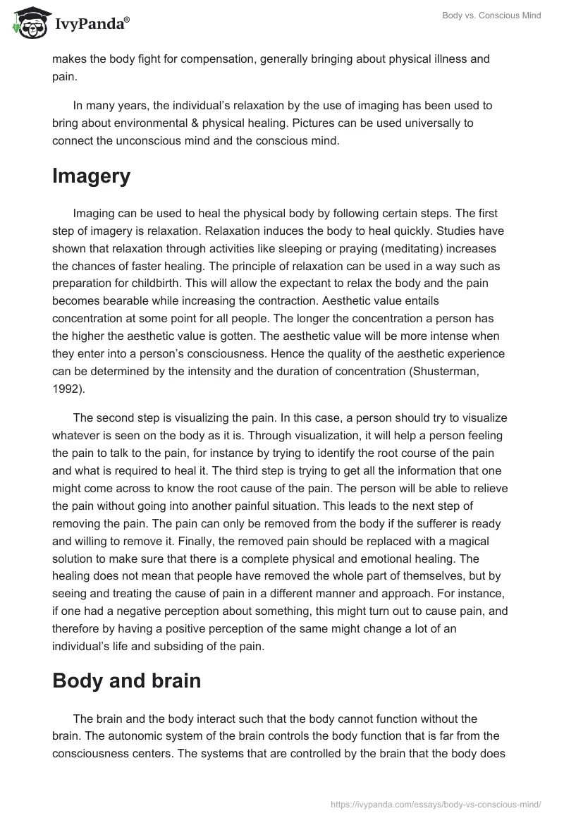 Body vs. Conscious Mind. Page 2