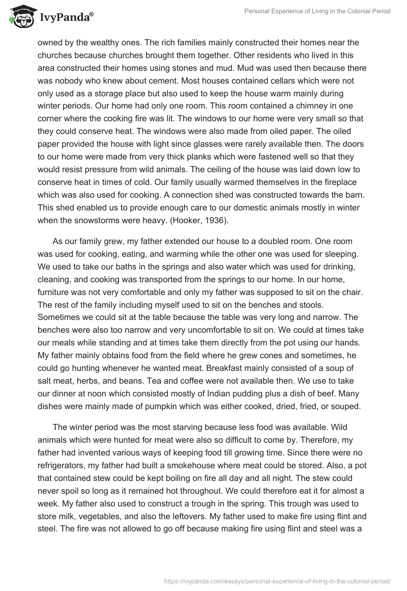Personal Experience of Living in the Colonial Period. Page 2