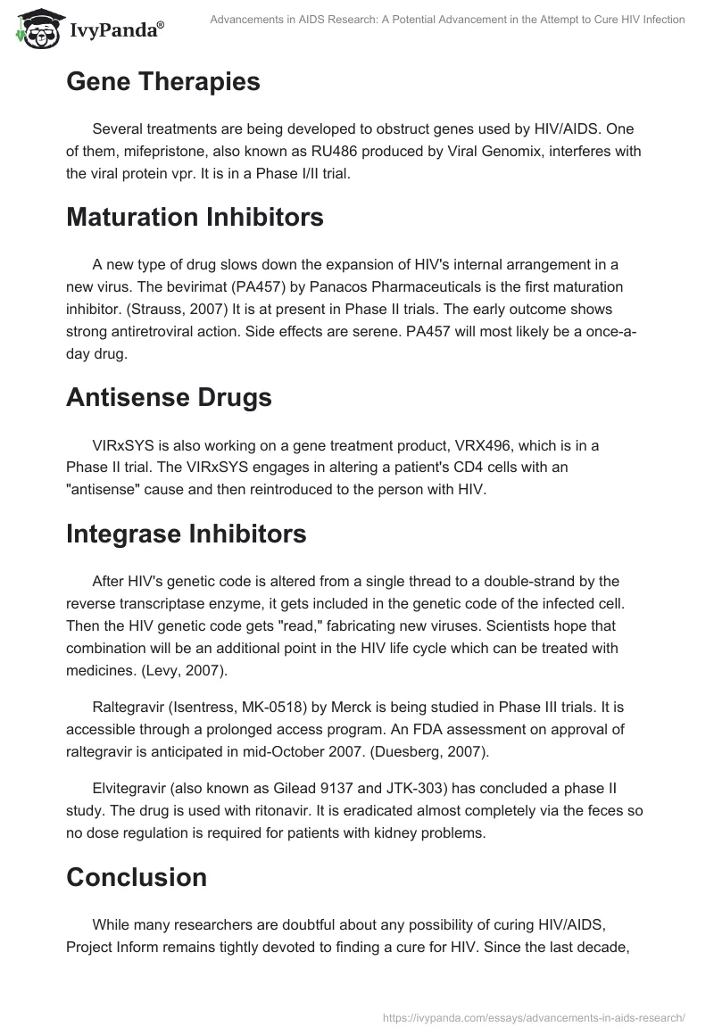 Advancements in AIDS Research: A Potential Advancement in the Attempt to Cure HIV Infection. Page 2