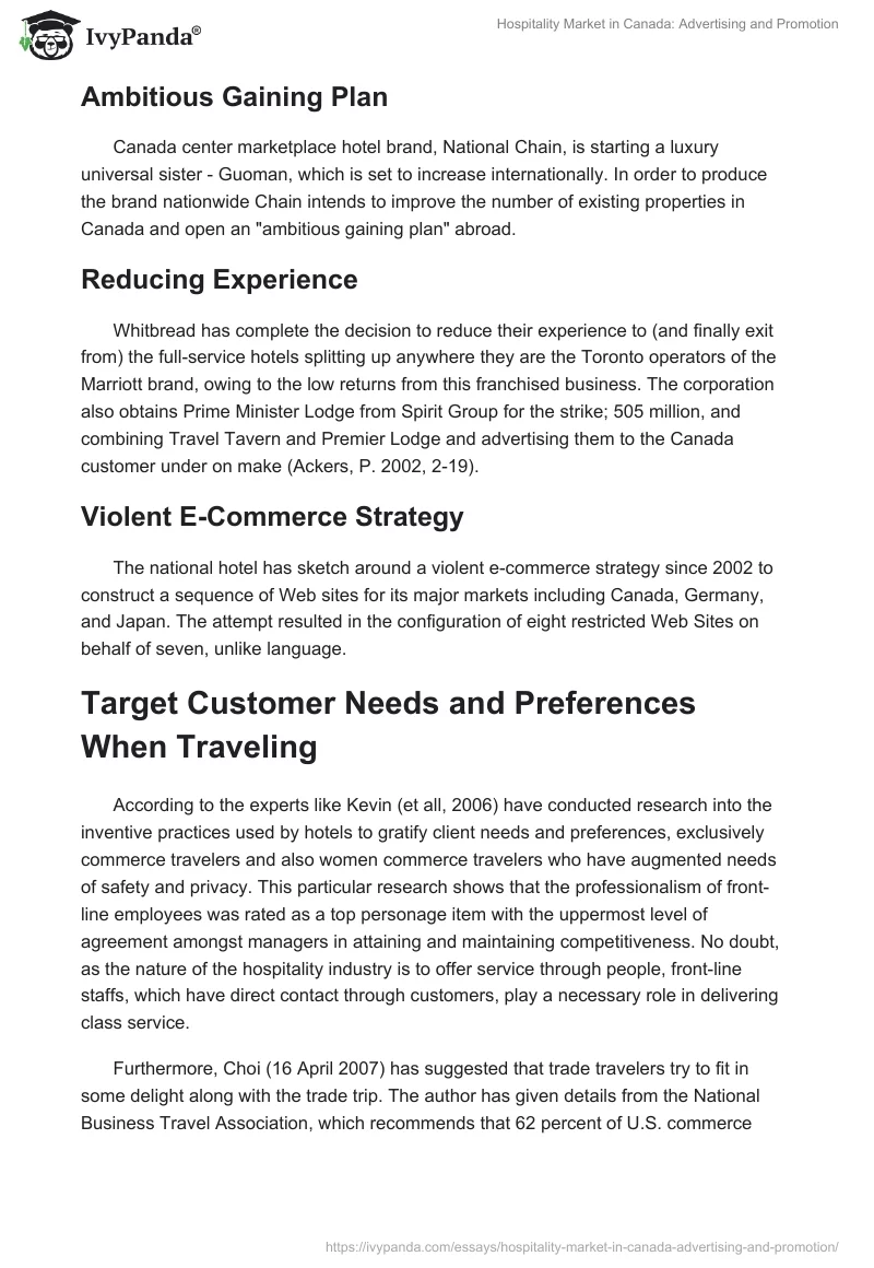 Hospitality Market in Canada: Advertising and Promotion. Page 5