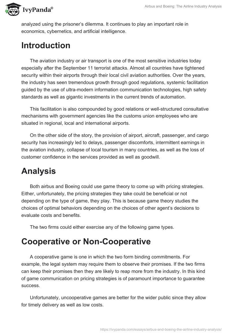 Airbus and Boeing: The Airline Industry Analysis. Page 2