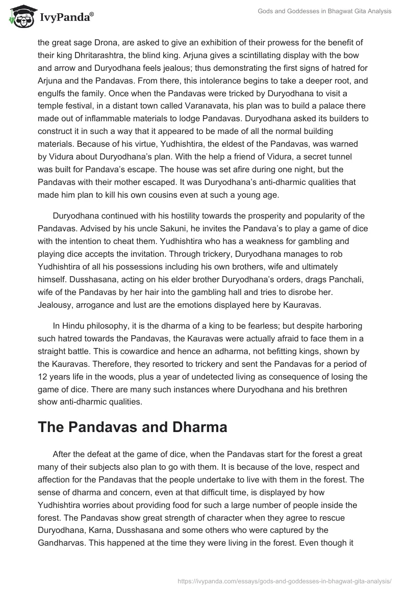 Gods and Goddesses in Bhagwat Gita Analysis. Page 2