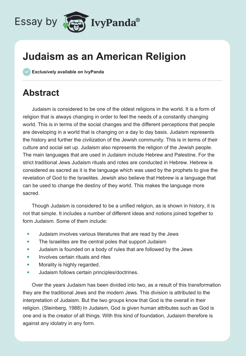 Judaism as an American Religion. Page 1