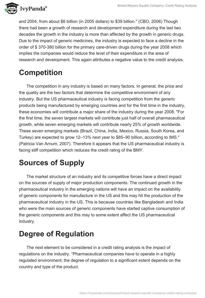 Bristol-Meyers Squibb Company: Credit Rating Analysis. Page 4