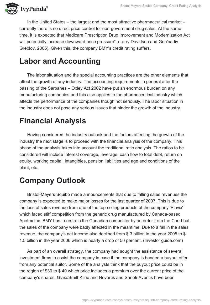Bristol-Meyers Squibb Company: Credit Rating Analysis. Page 5