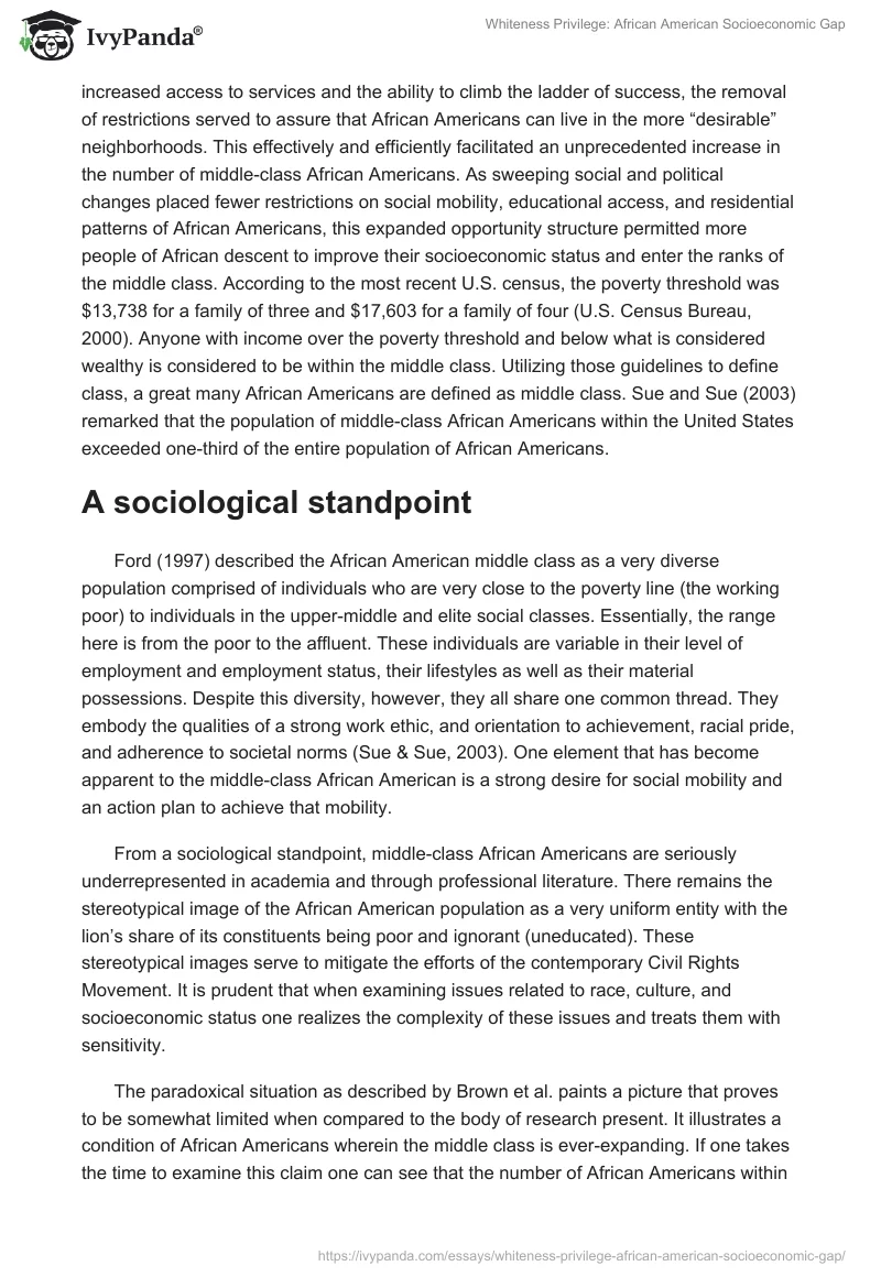 Whiteness Privilege: African American Socioeconomic Gap. Page 3