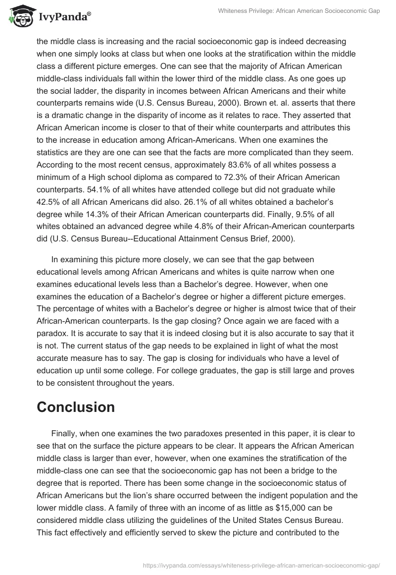 Whiteness Privilege: African American Socioeconomic Gap. Page 4