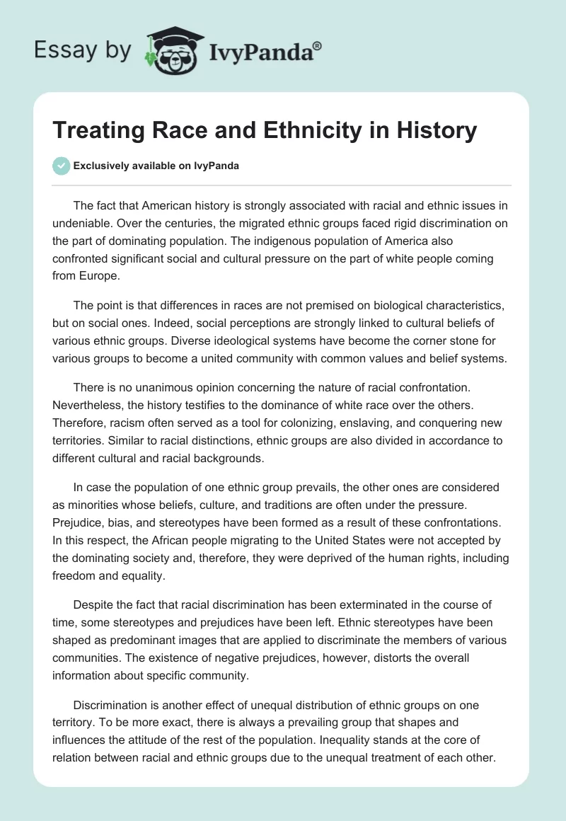 Treating Race and Ethnicity in History. Page 1
