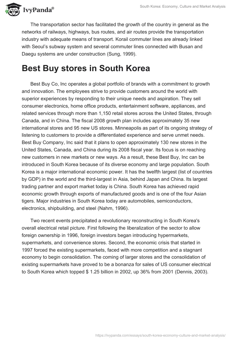 South Korea: Economy, Culture and Market Analysis. Page 4