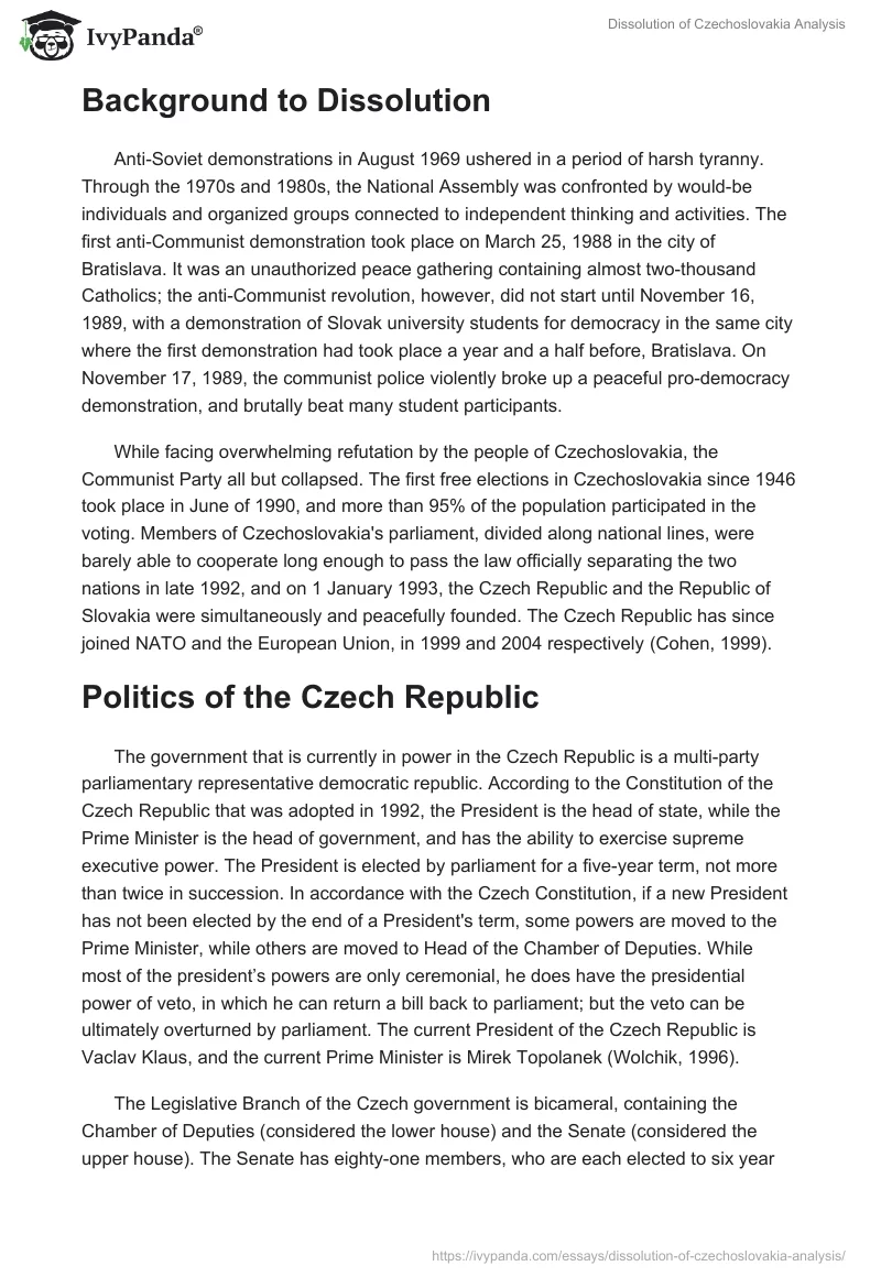 Dissolution of Czechoslovakia Analysis. Page 2