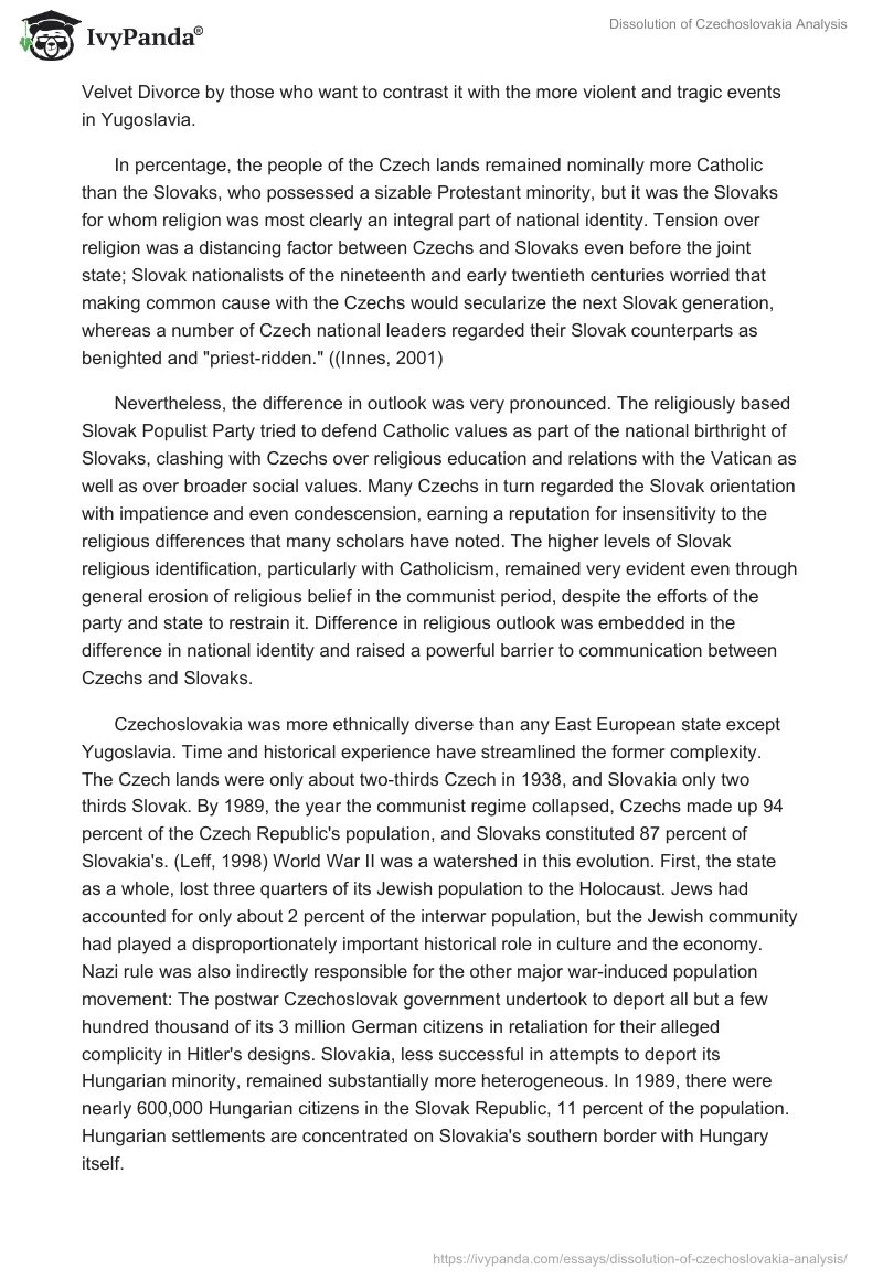 Dissolution of Czechoslovakia Analysis. Page 4