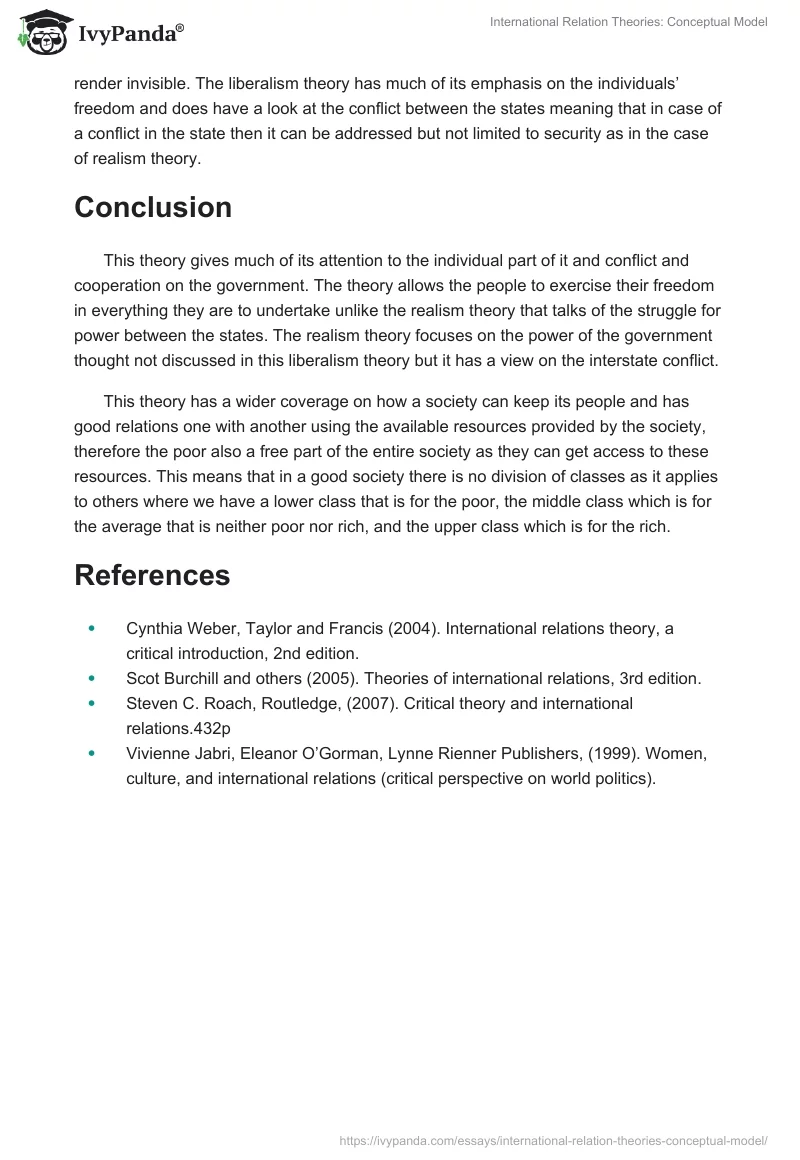 International Relation Theories: Conceptual Model. Page 5
