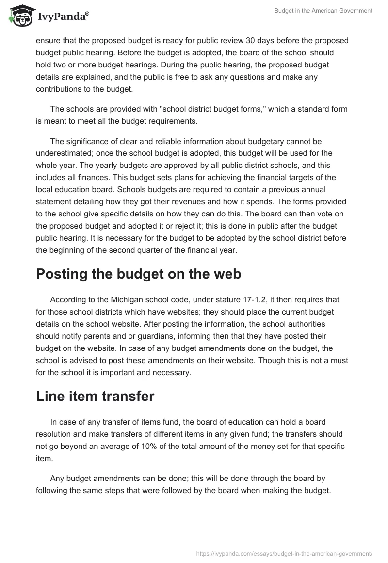 Budget in the American Government. Page 4