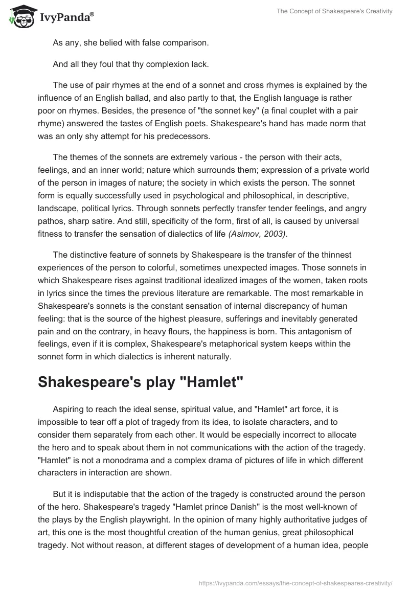 The Concept of Shakespeare's Creativity. Page 3