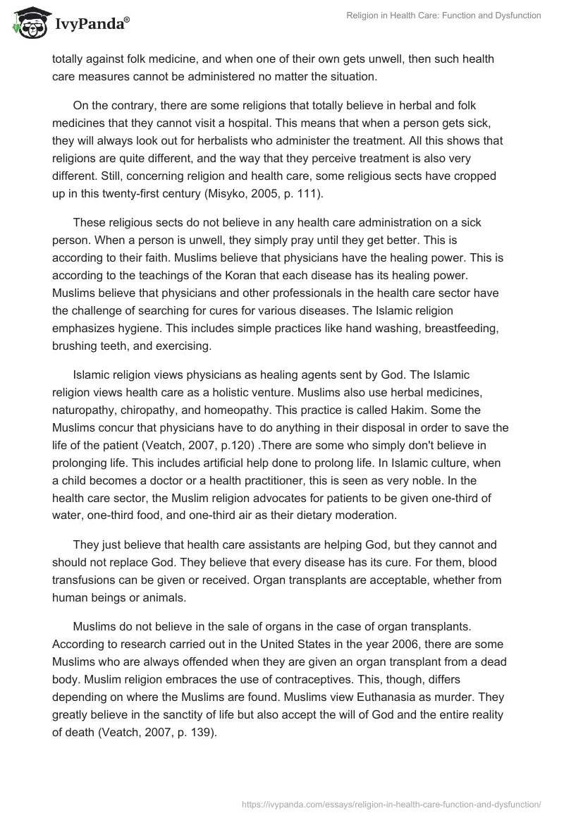 Religion in Health Care: Function and Dysfunction. Page 4