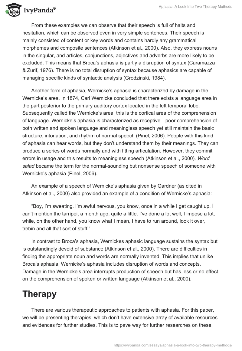 Aphasia: A Look Into Two Therapy Methods. Page 2