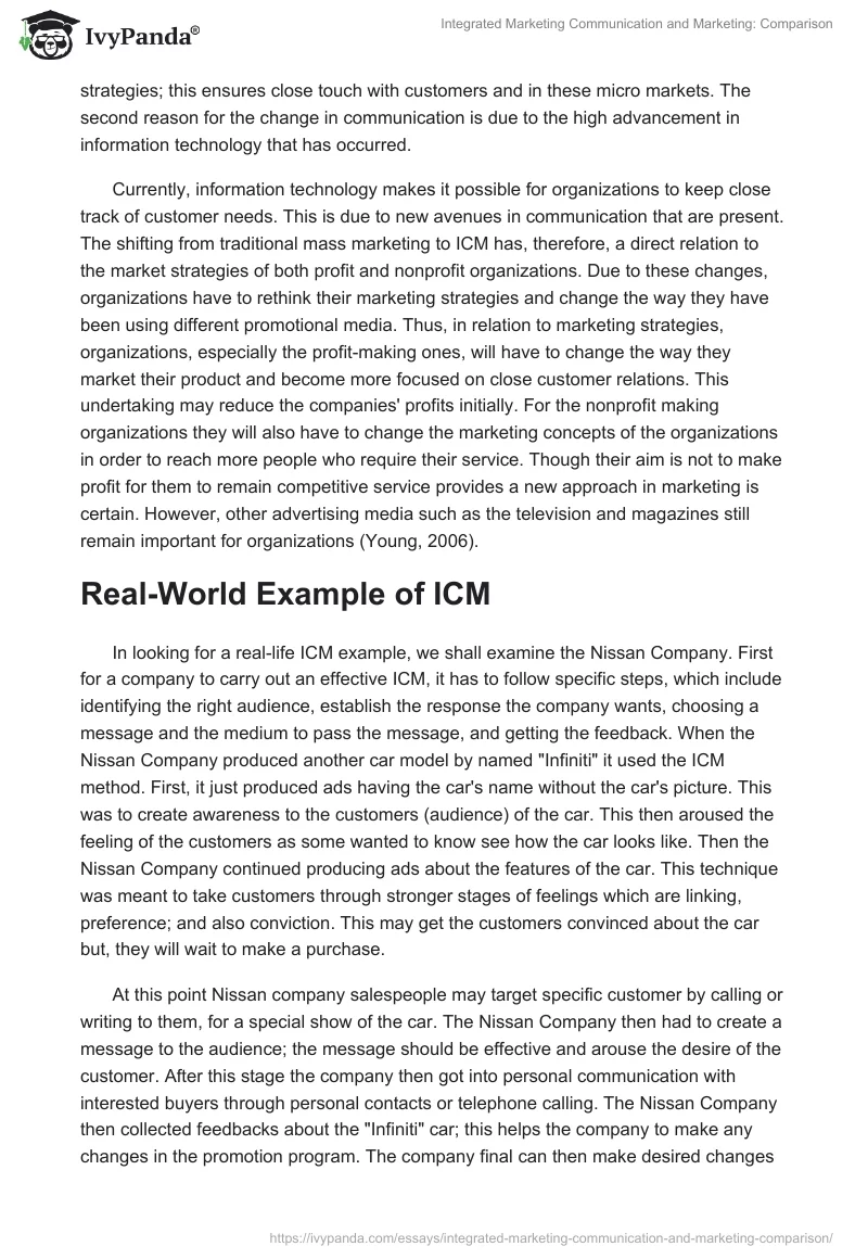 Integrated Marketing Communication and Marketing: Comparison. Page 2