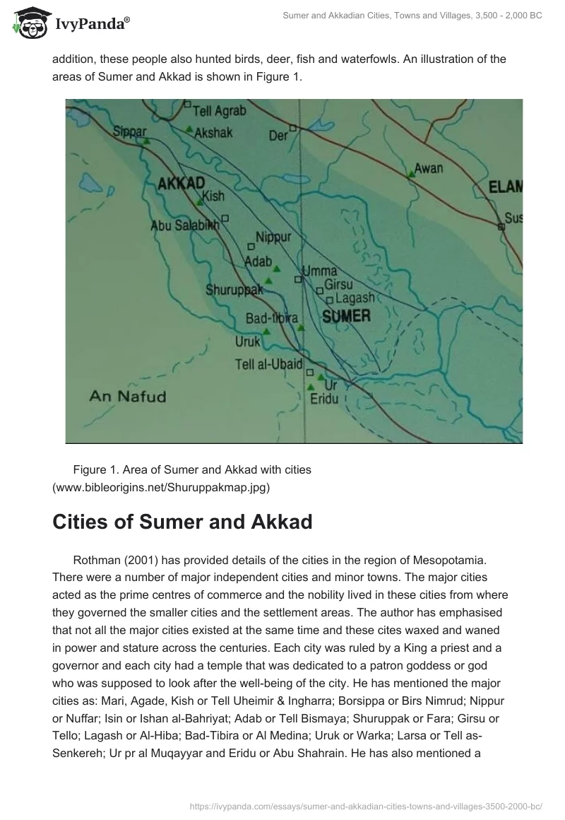 Sumer and Akkadian Cities, Towns and Villages, 3,500 - 2,000 BC. Page 2