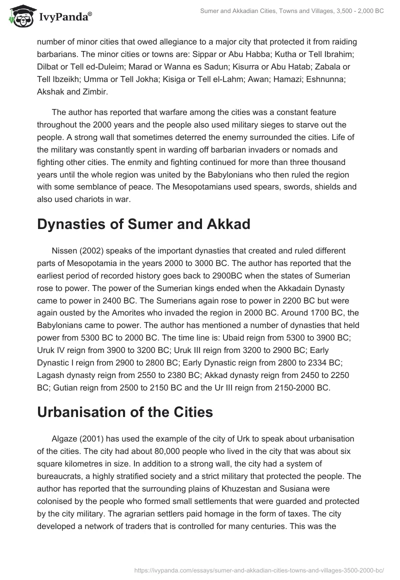 Sumer and Akkadian Cities, Towns and Villages, 3,500 - 2,000 BC. Page 3