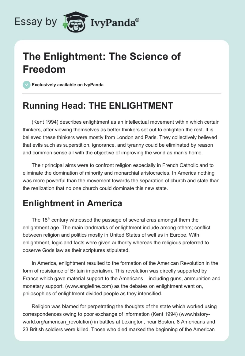 The Enlightment: The Science of Freedom. Page 1
