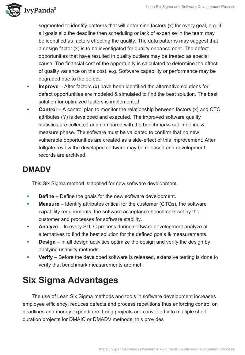 Lean Six Sigma and Software Development Process. Page 2