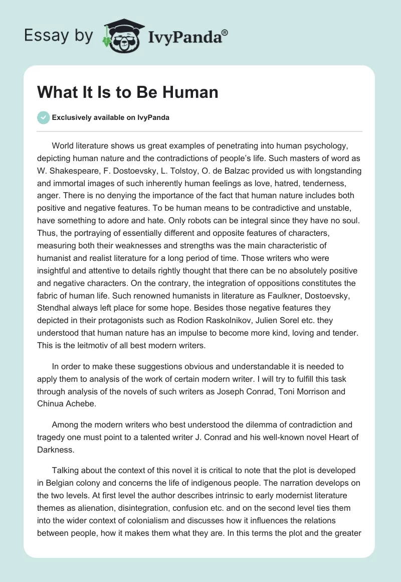What It Is to Be Human. Page 1