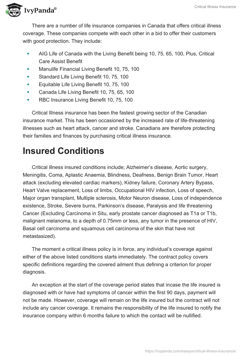 Critical Illness Insurance. Page 2