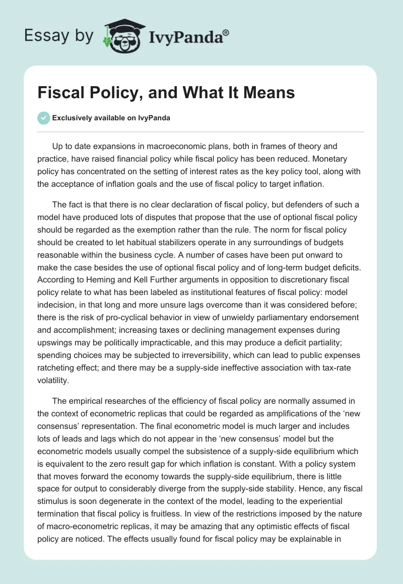 Fiscal Policy, and What It Means. Page 1