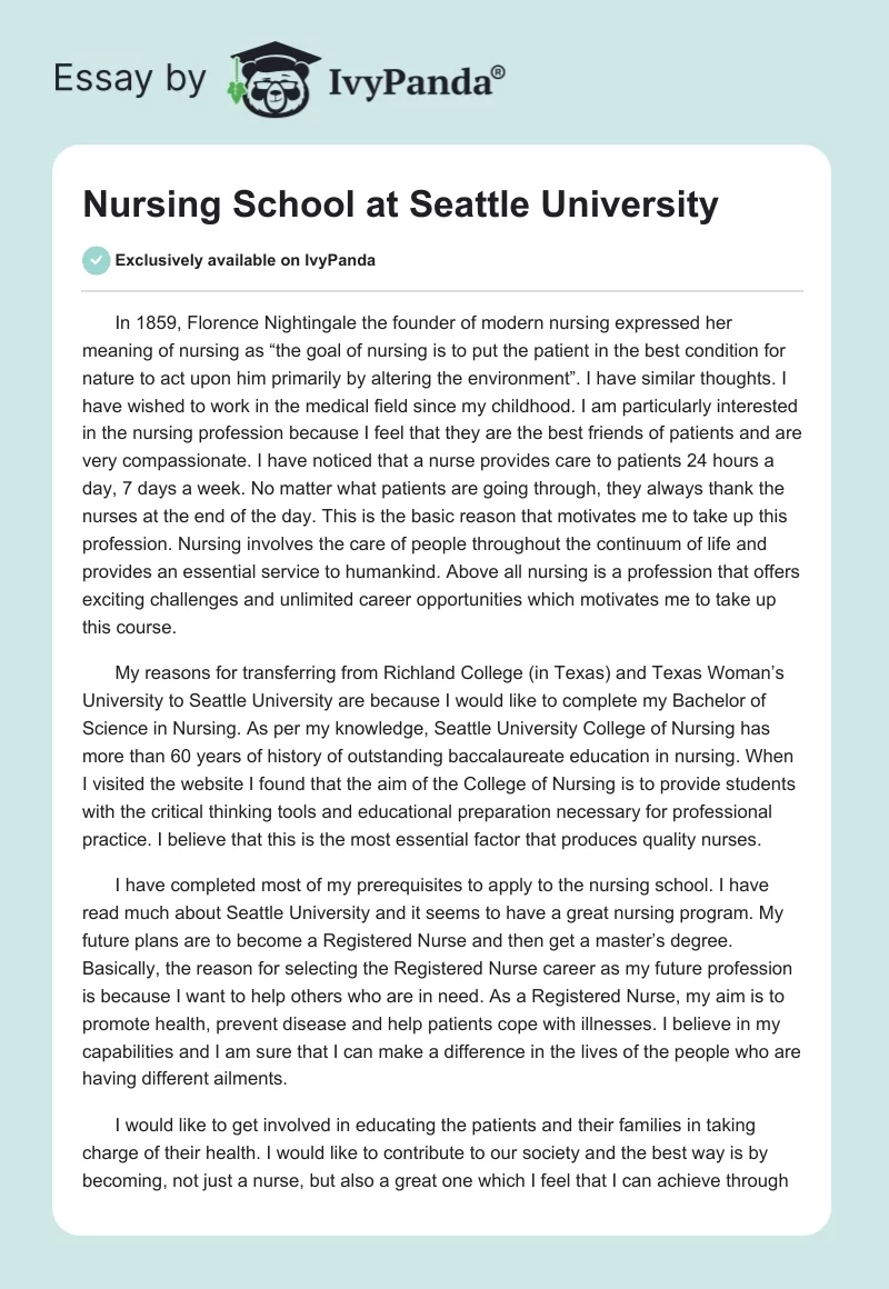 Nursing School at Seattle University. Page 1