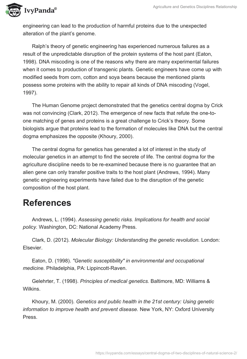 Agriculture and Genetics Disciplines Relationship. Page 4