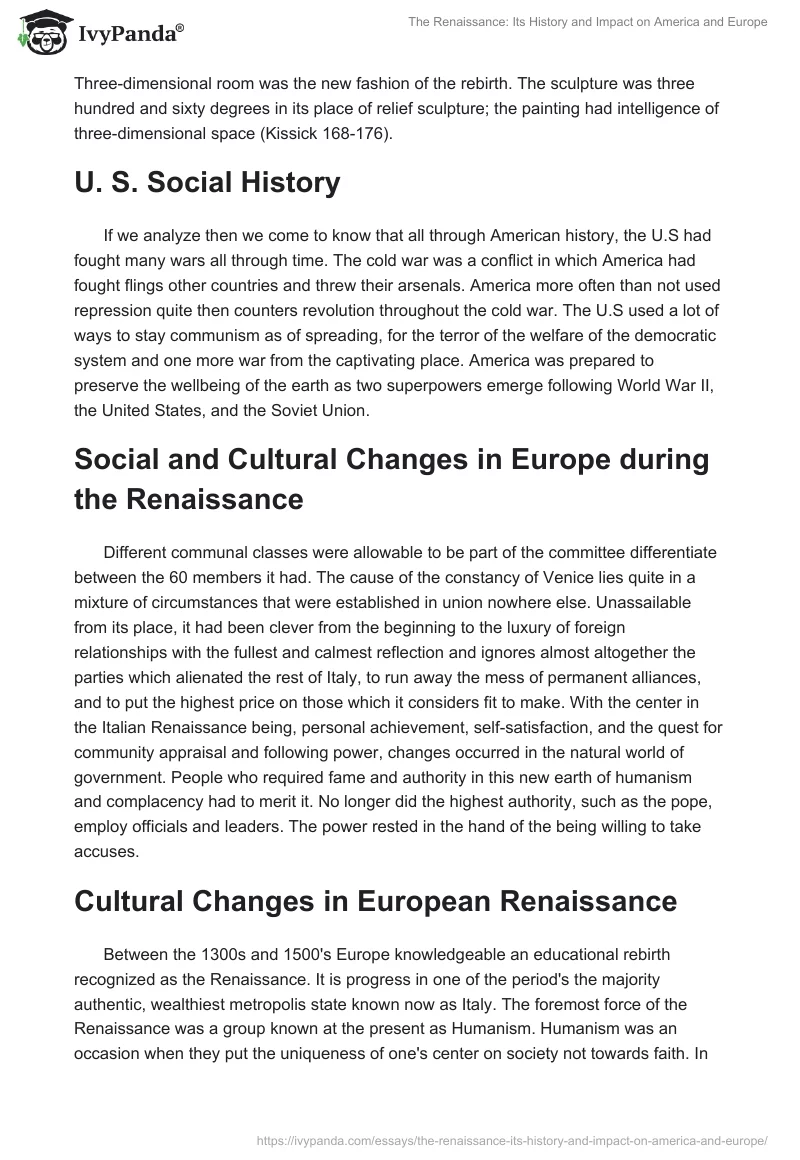 The Renaissance: Its History and Impact on America and Europe. Page 2
