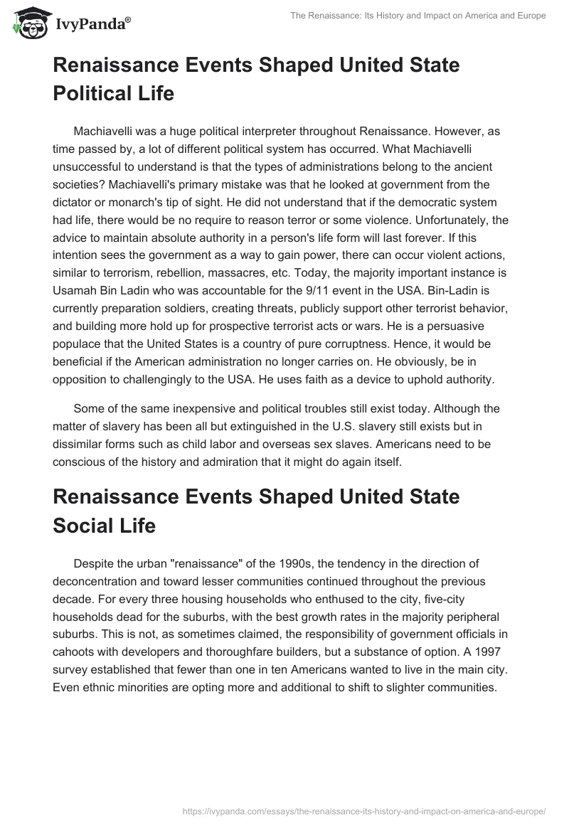 The Renaissance: Its History and Impact on America and Europe. Page 5