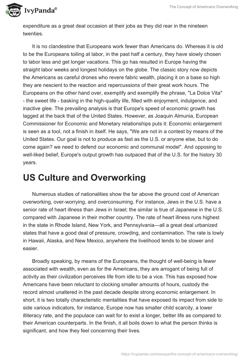The Concept of Americans Overworking. Page 3
