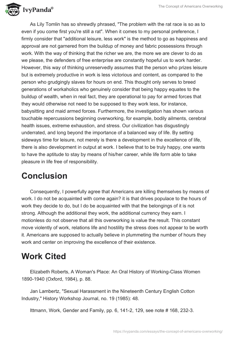 The Concept of Americans Overworking. Page 4